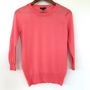 J. Crew sweater with crew neck & 3/4 length sleeves, in merino wool